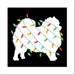 Christmas Lights Pomeranian Dog Posters and Art